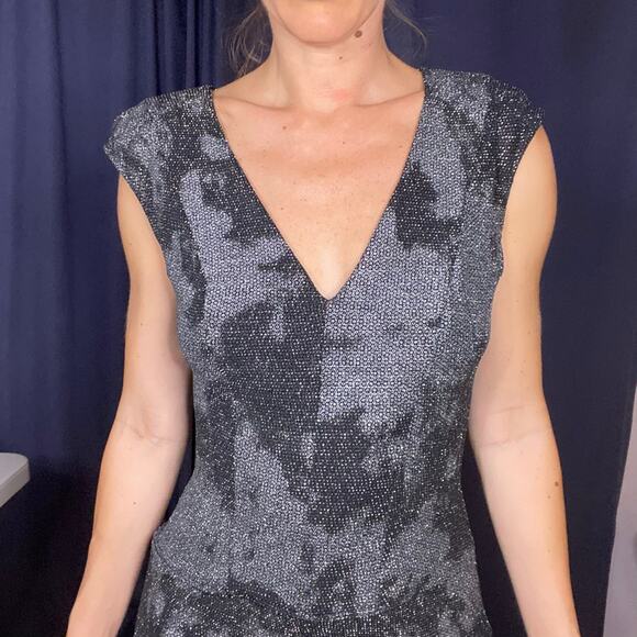 ABS Sparkly Bodycon Mini Party Dress Size Medium Shoulder Pads - Picture 3 of 6